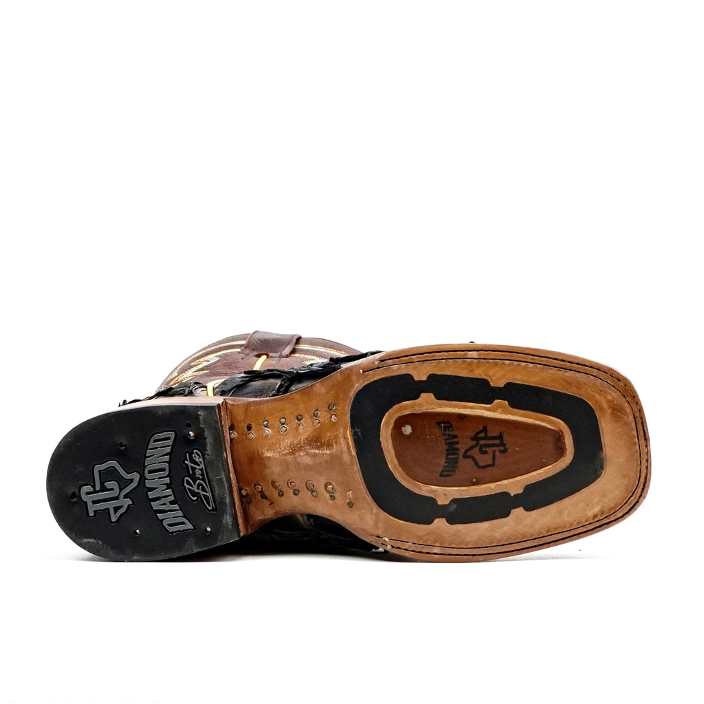 Butch Pirarucu Fish Boots - Camel Black - Square Toe - Gomez Western Wear