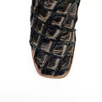 Butch Pirarucu Fish Boots - Camel Black - Square Toe - Gomez Western Wear