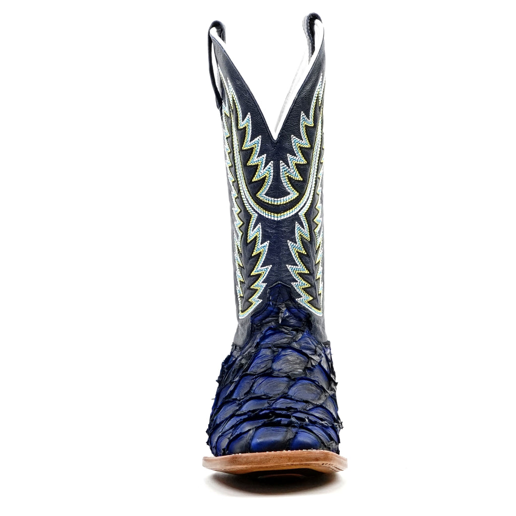 Butch Pirarucu Fish Boots - Navy Blue - Square Toe - Gomez Western Wear