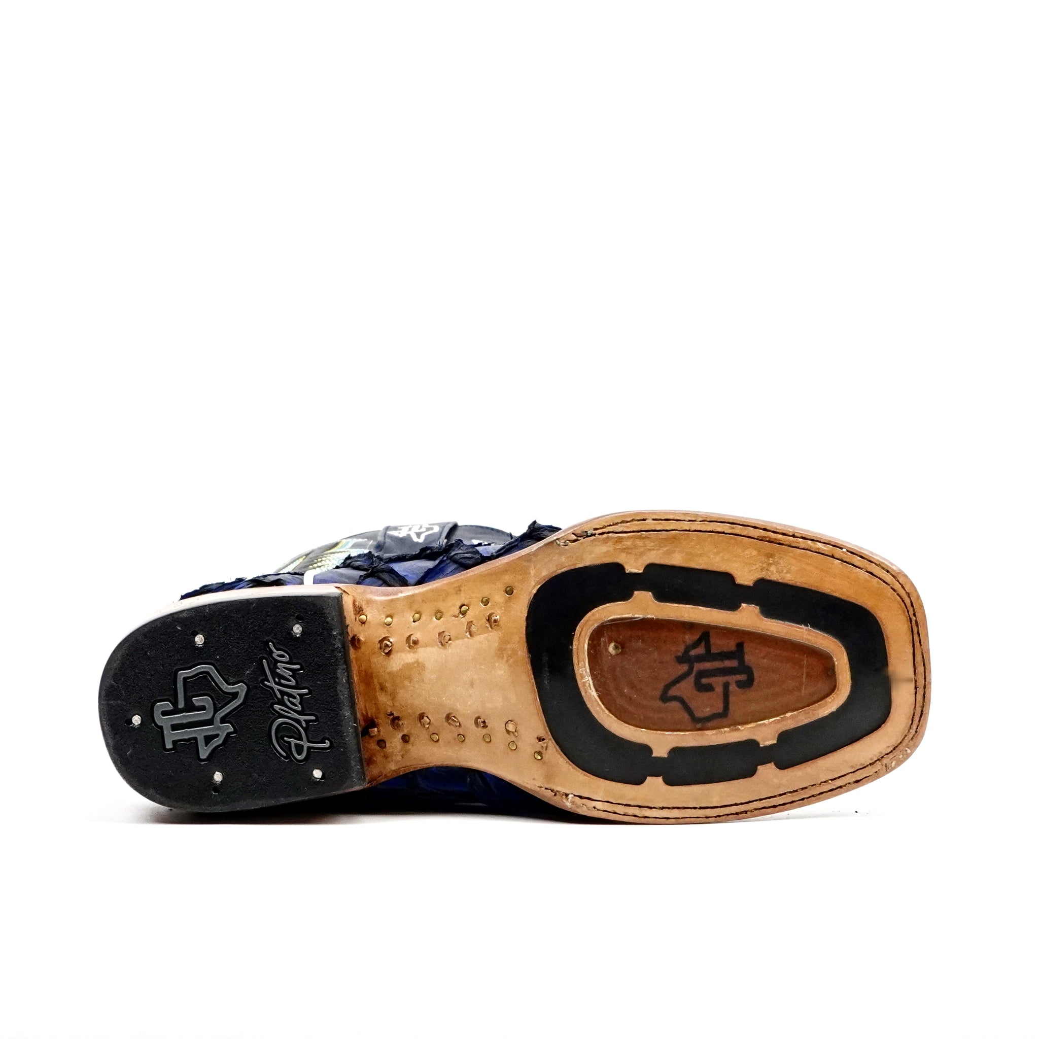 Butch Pirarucu Fish Boots - Navy Blue - Square Toe - Gomez Western Wear