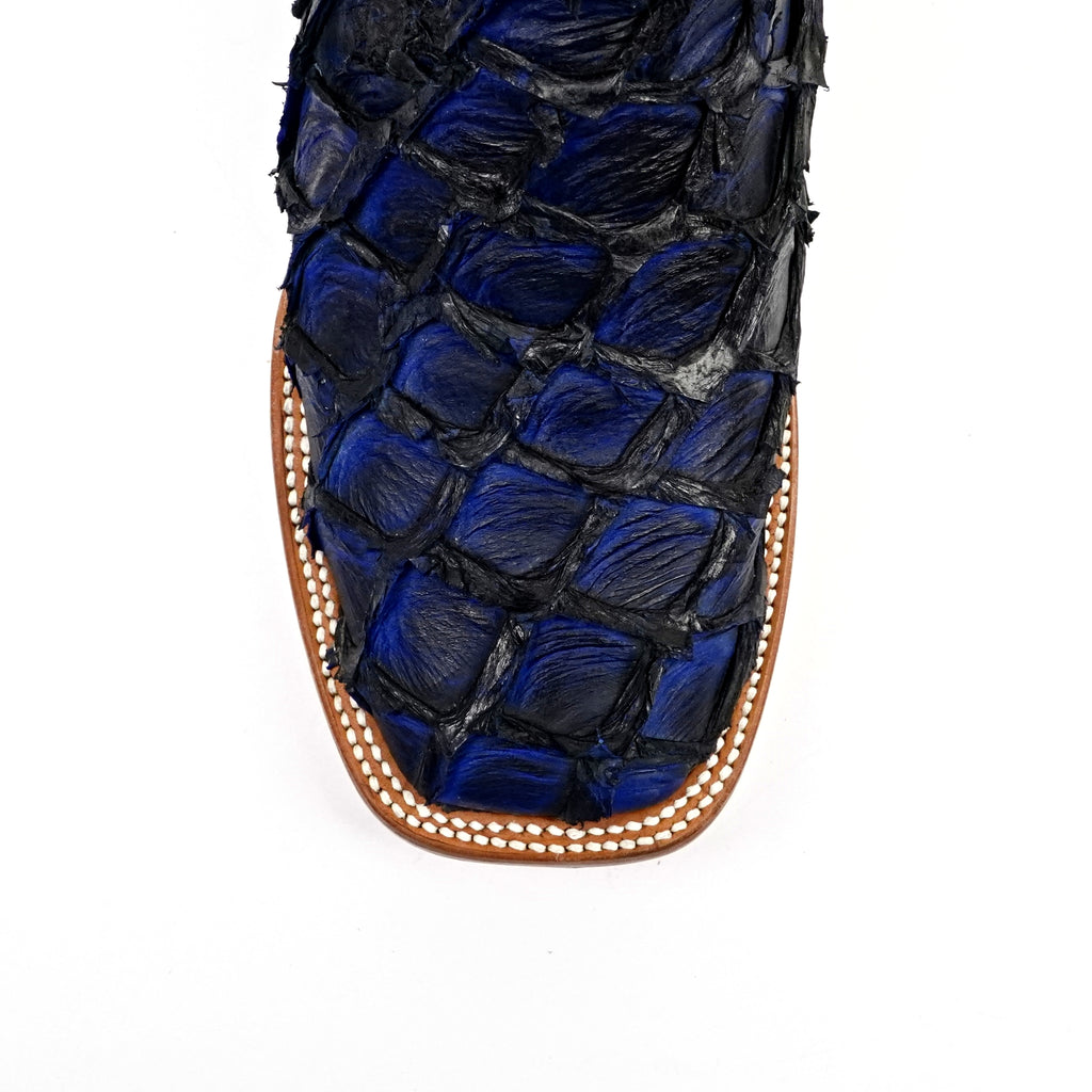 Butch Pirarucu Fish Boots - Navy Blue - Square Toe - Gomez Western Wear