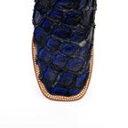 Butch Pirarucu Fish Boots - Navy Blue - Square Toe - Gomez Western Wear