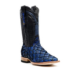 Connor Pirarucu Fish Boots - Deep Blue - Square Toe (PZ60) - Gomez Western Wear