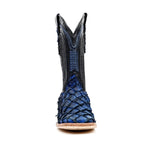 Connor Pirarucu Fish Boots - Deep Blue - Square Toe (PZ60) - Gomez Western Wear