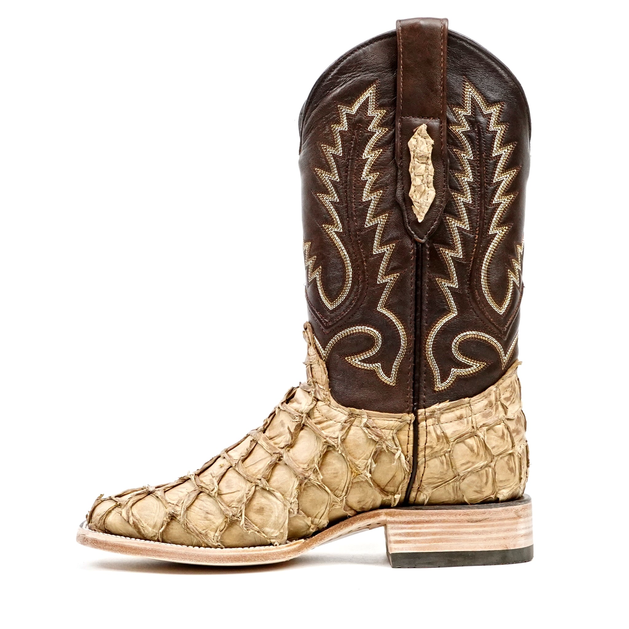 Connor Pirarucu Fish Boots - Matte Orix - Square Toe (PZ60) - Gomez Western Wear