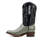Botas Austin de Avestruz - Gris Oxford - Punta Redonda (AV230)