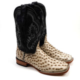 Ostrich Bone - Embossed Leather - Square Toe (E424)