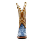 Ridge Ostrich Boots - Blue - Square Toe