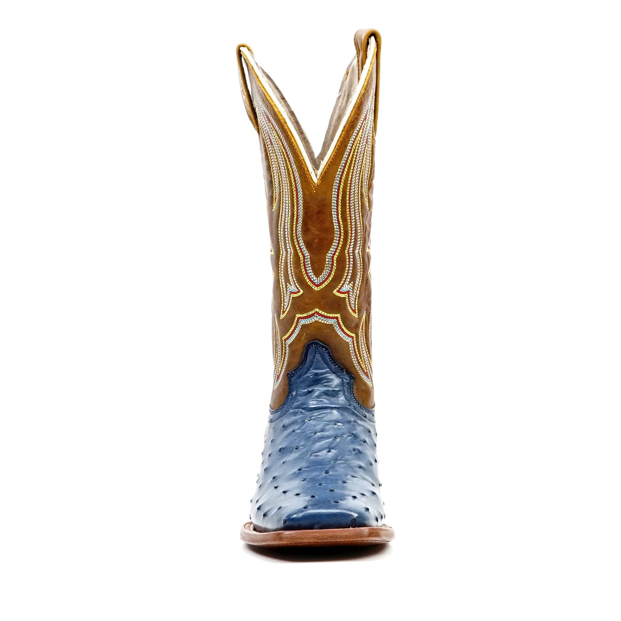 Ridge Ostrich Boots - Blue - Square Toe