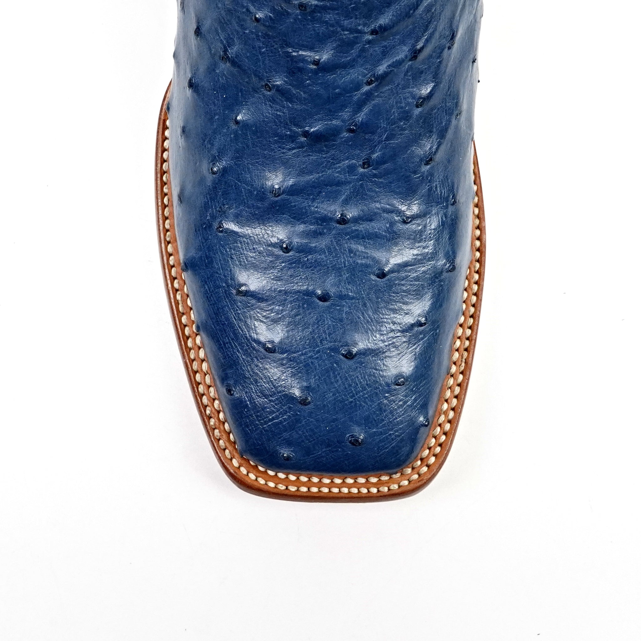 Ridge Ostrich Boots - Blue - Square Toe
