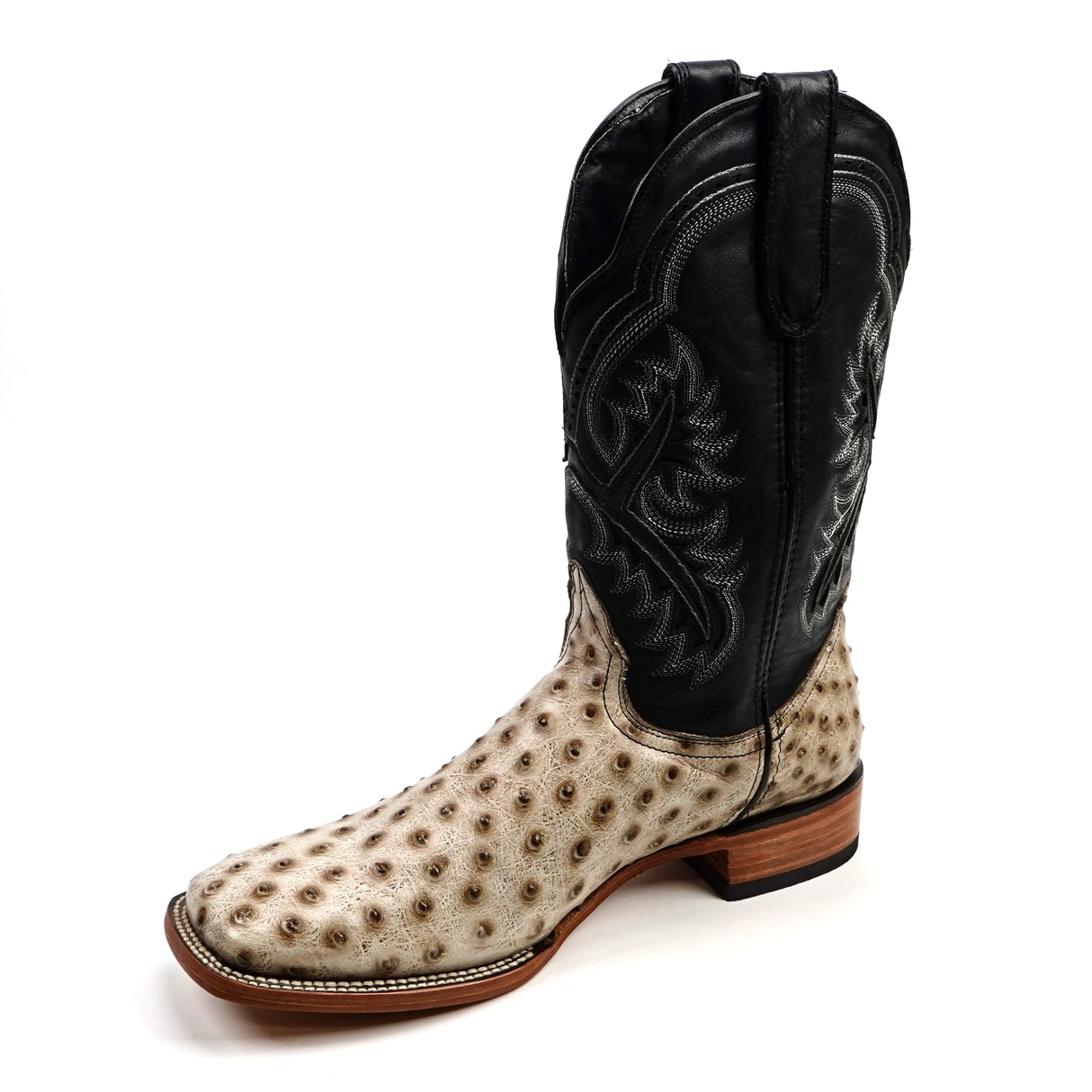 Ostrich Bone - Embossed Leather - Square Toe (E424)