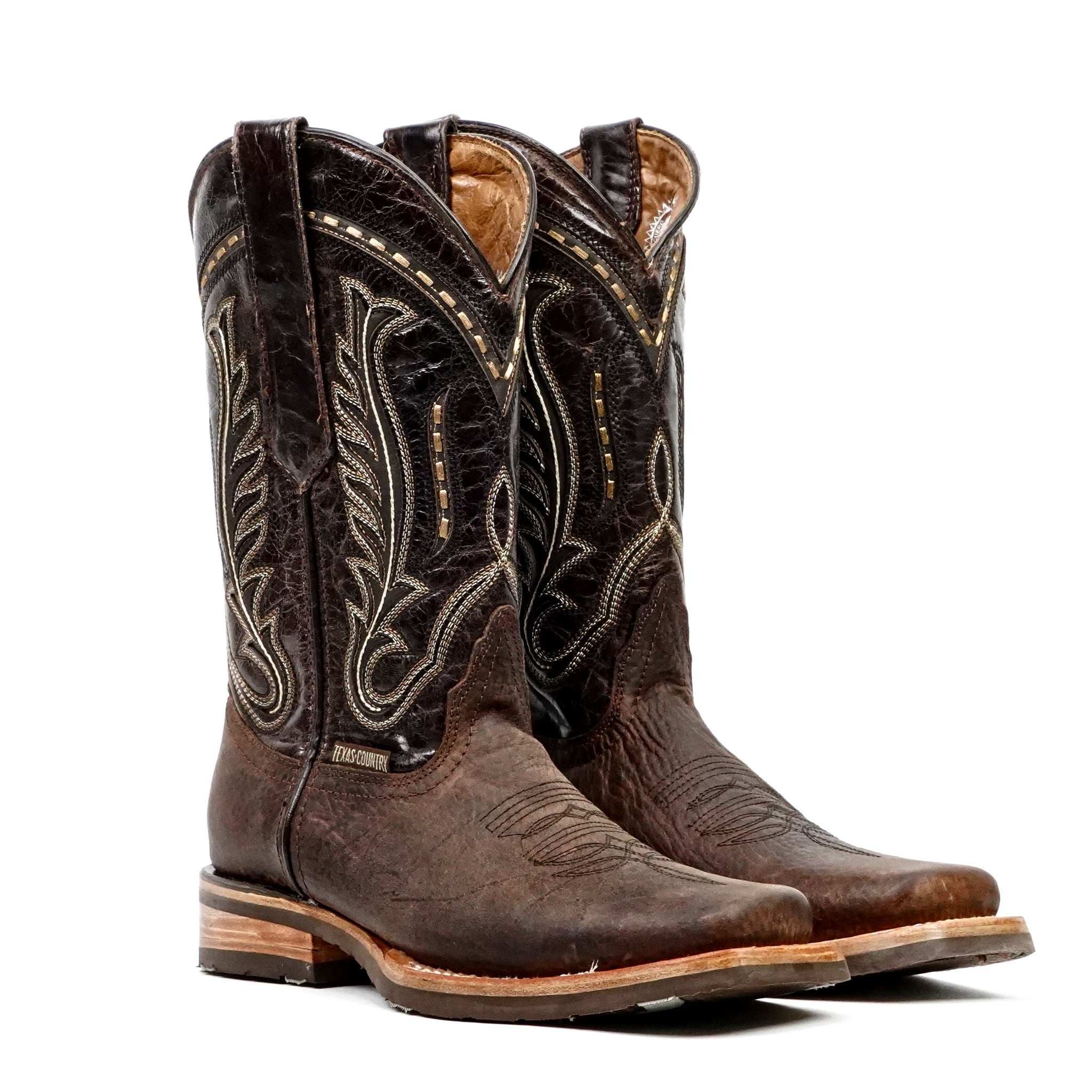 Cheyenne Chocolate Cowboy Boots - Slip-Resistant Sole - Rodeo Toe (E28)
