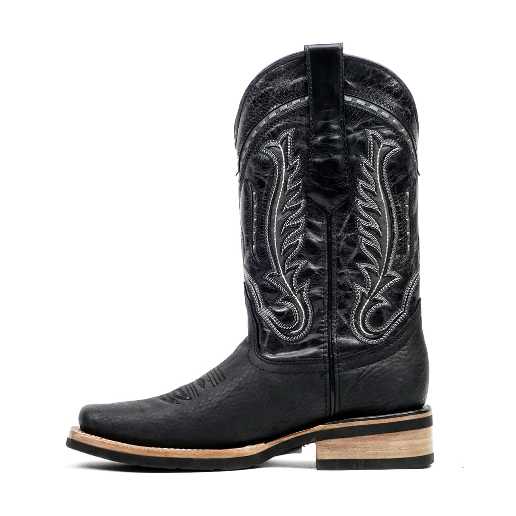 Cheyenne Black Cowboy Boots - Slip-Resistant Sole - Rodeo Toe (E28)