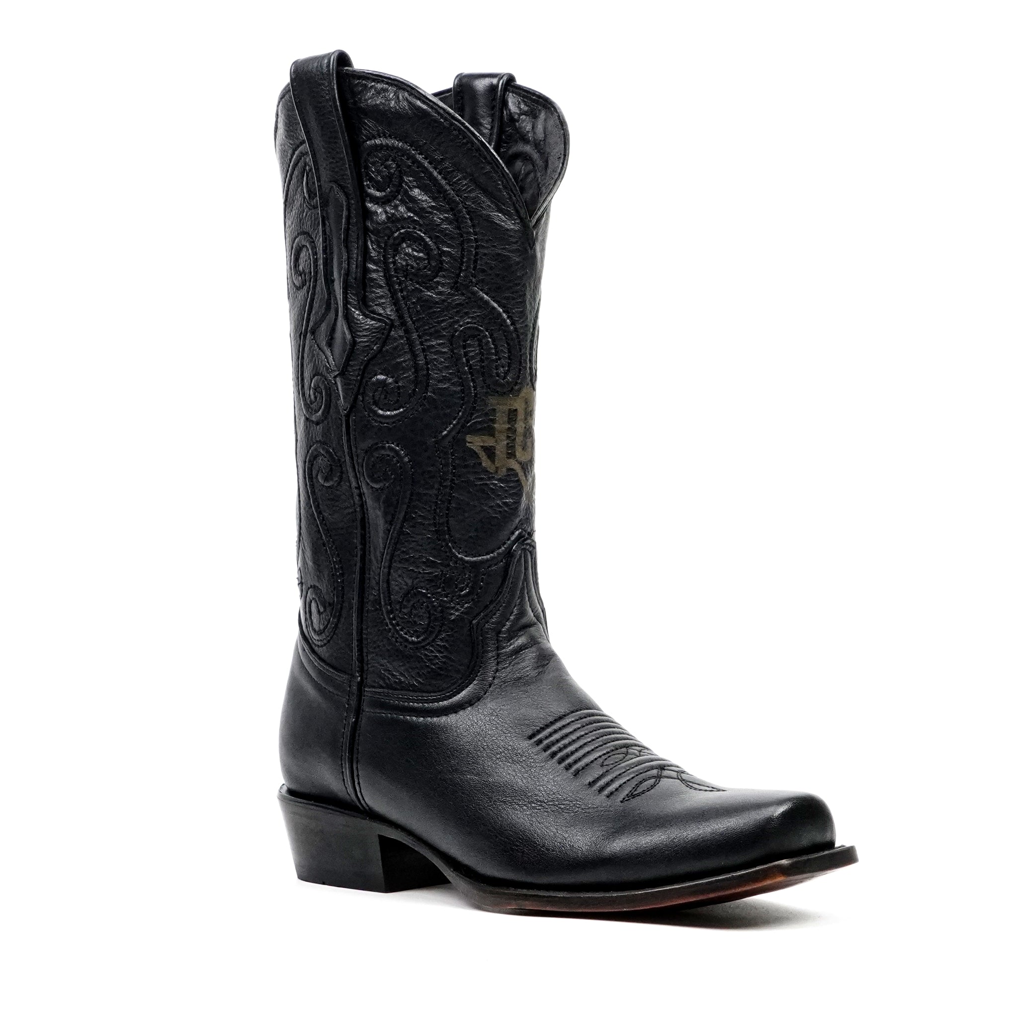 Grisly Cowboy Boots - Black - Narrow Square Toe (E484)