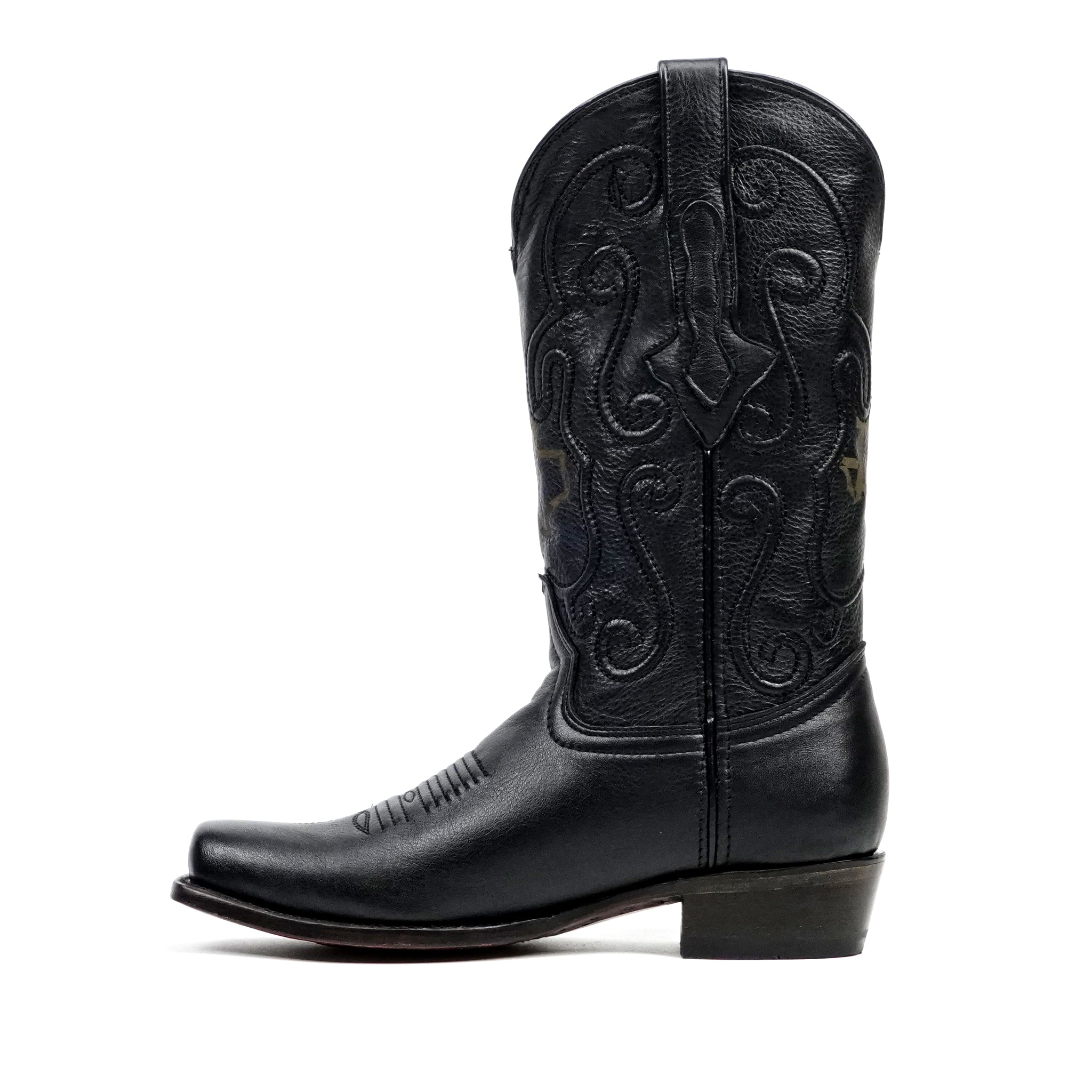 Grisly Cowboy Boots - Black - Narrow Square Toe (E484)
