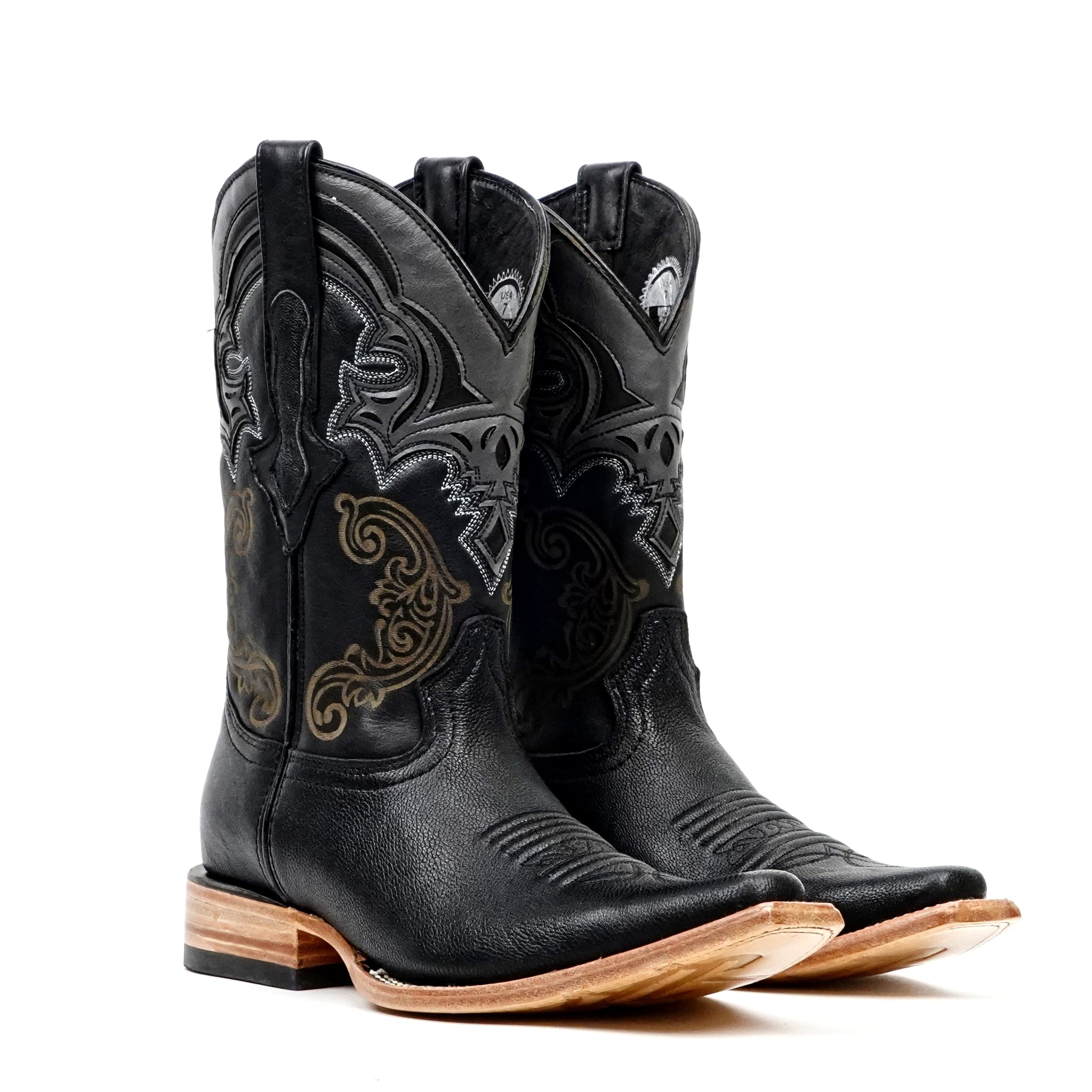 Rush Black Cowboy Boots - Snip Toe (E905)