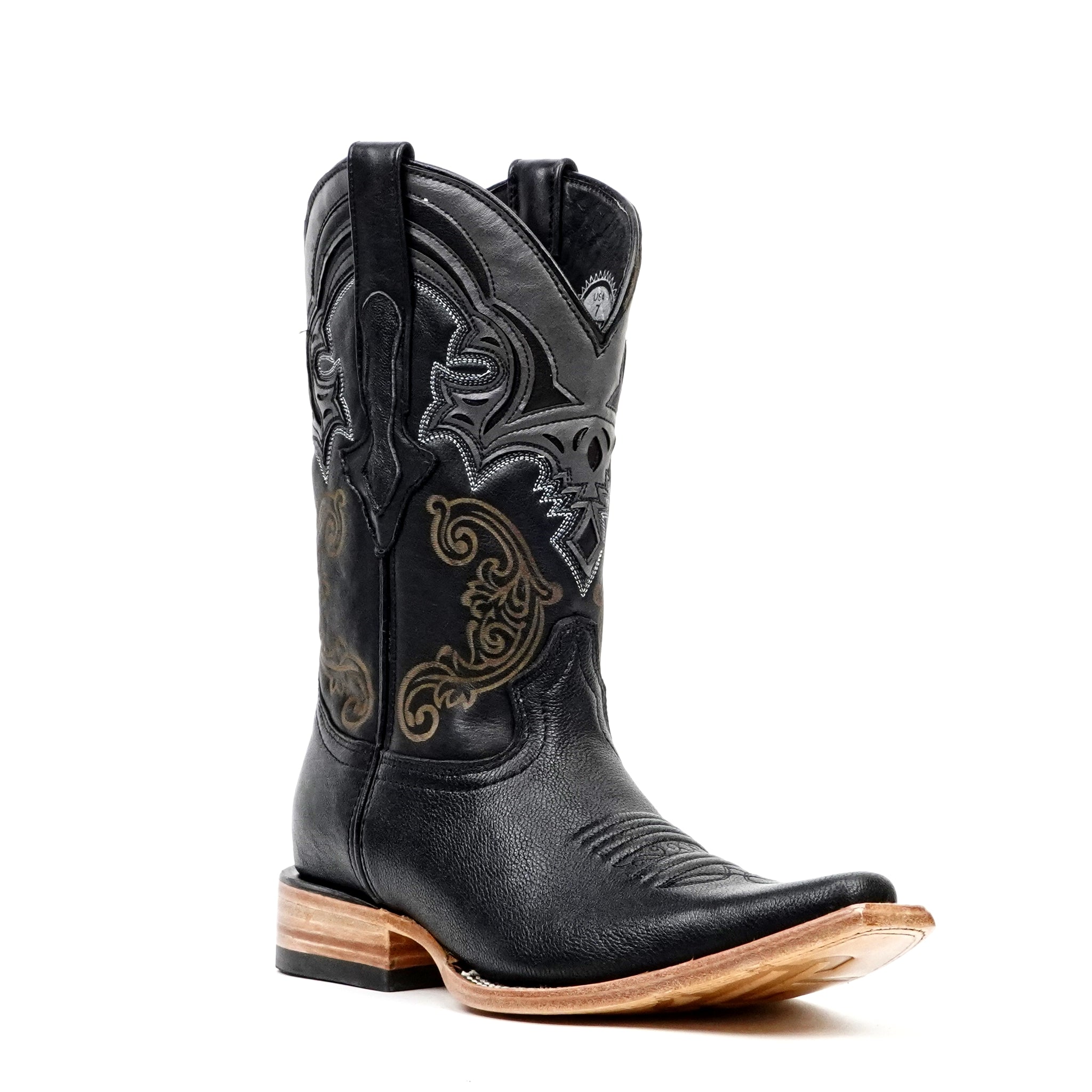 Rush Black Cowboy Boots - Snip Toe (E905)