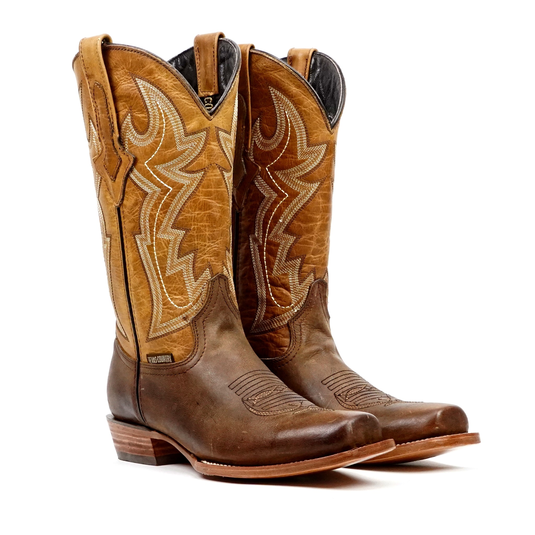 Azkar Tan Cowboy Boots - Narrow Square Toe (E906)