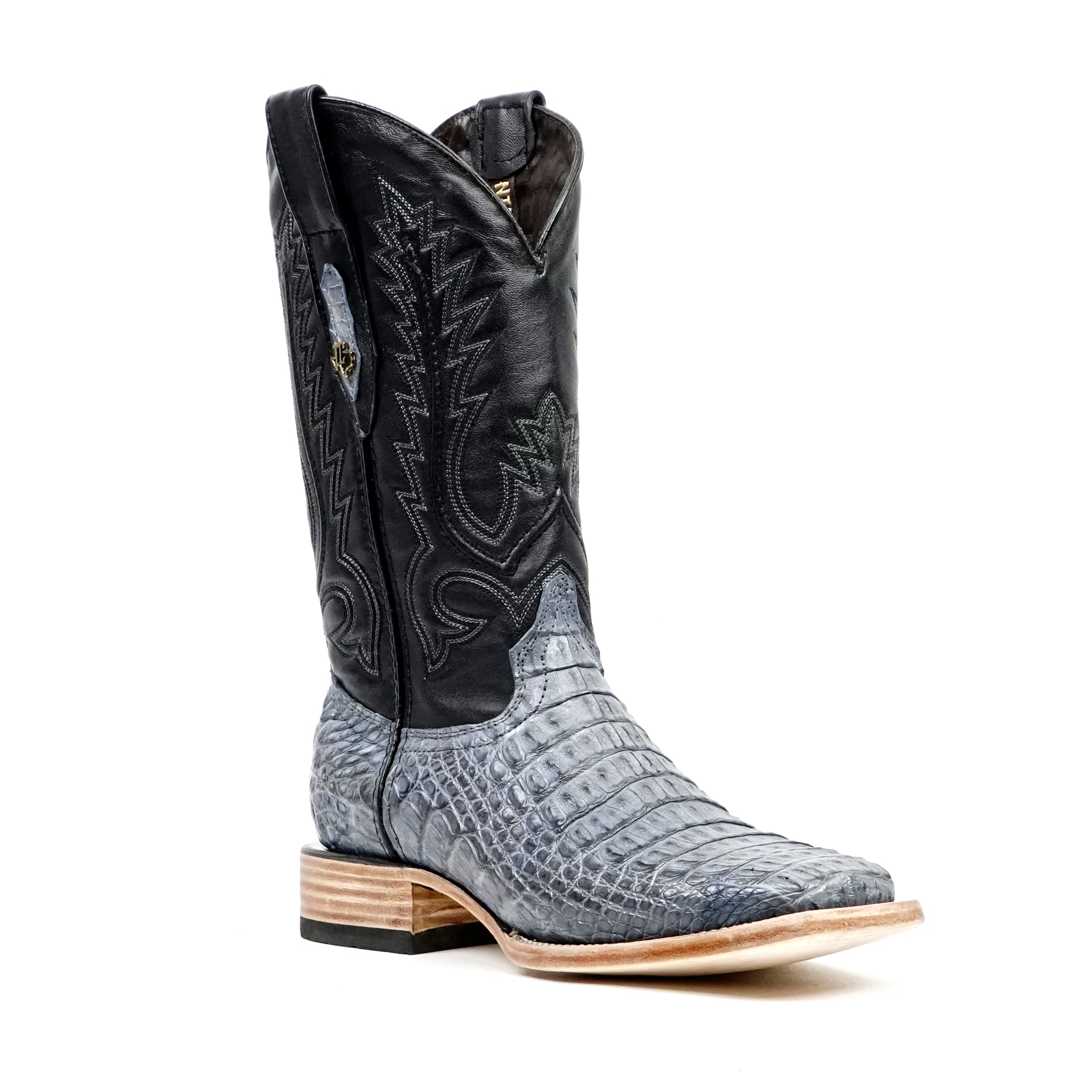 Rhodes Caiman Hornback Boots - Denim Blue- Square Toe (LM10)