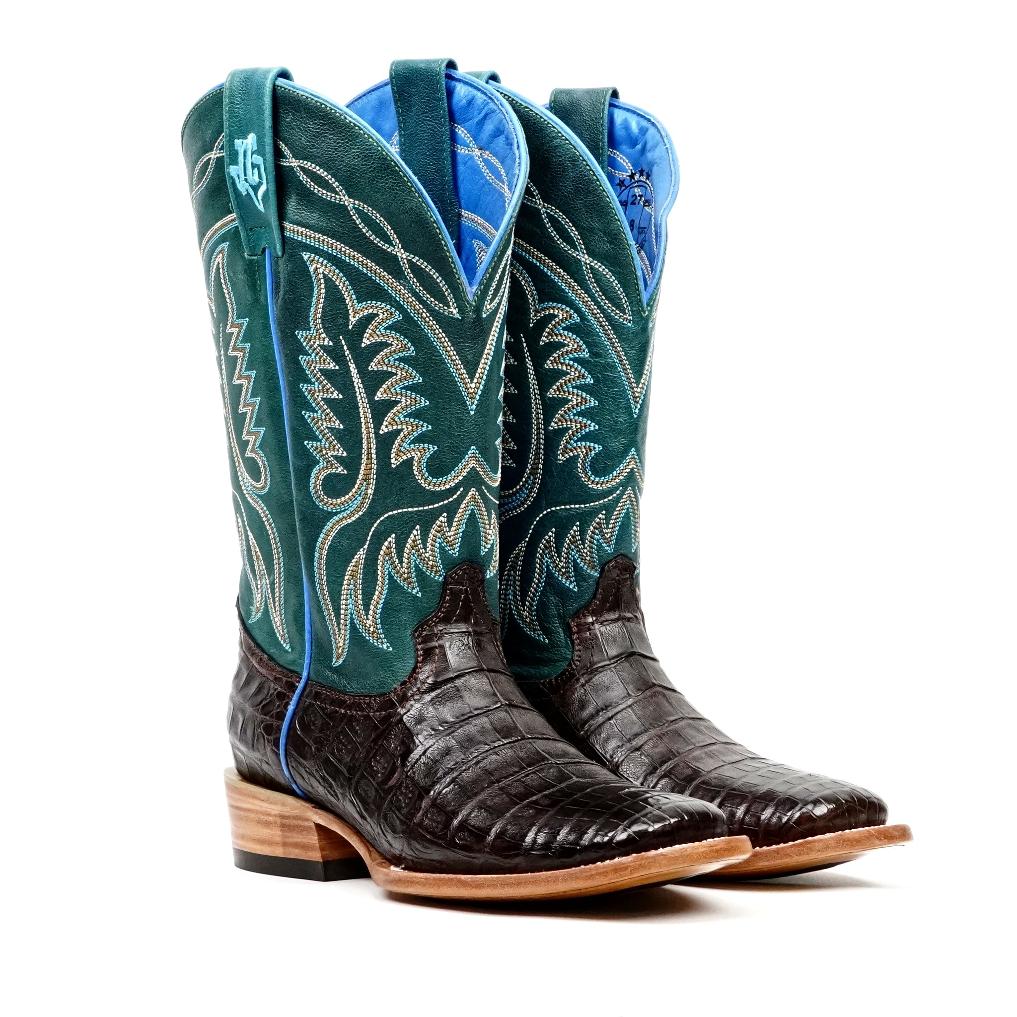 Ranger Caiman Belly Boots - Brown - Square Toe