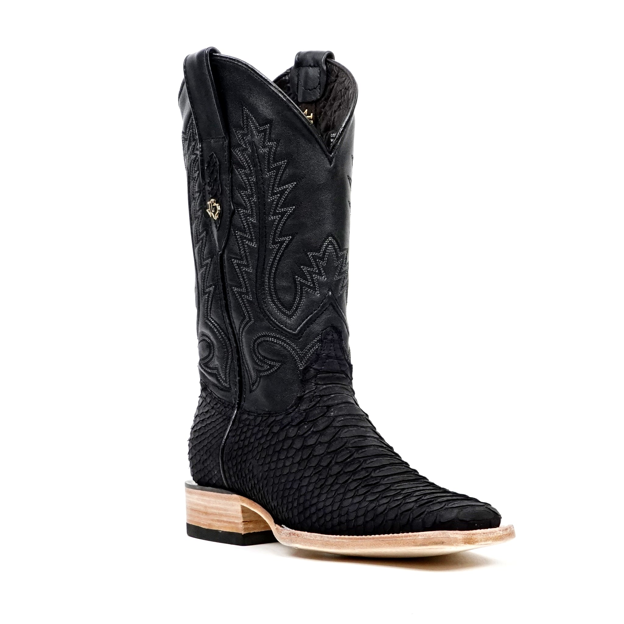 Tanner Python Boots - Matte Black - Square Toe (PN30)