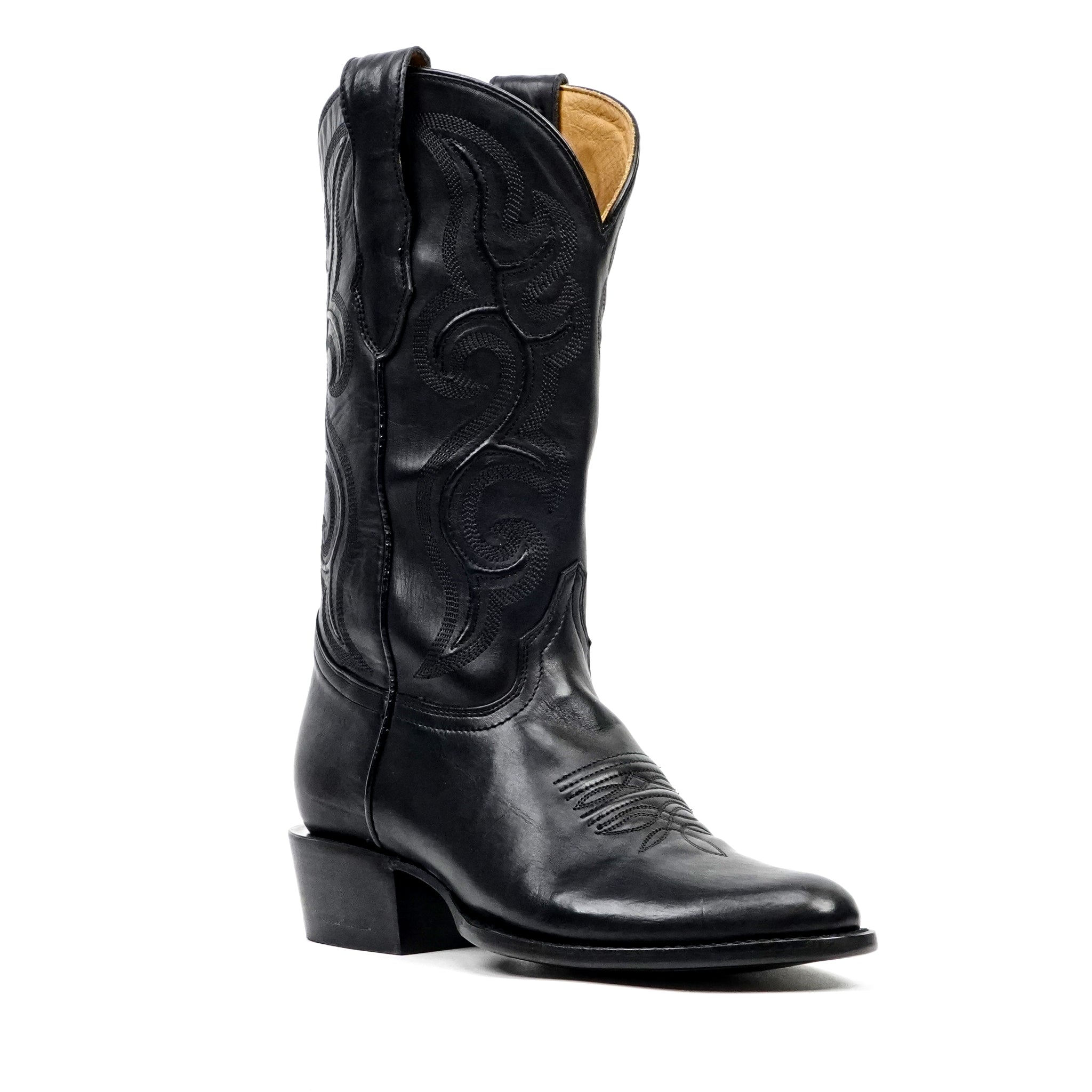 Boney Cowboy Boots - Clayton Black - Roper Toe (TS203)
