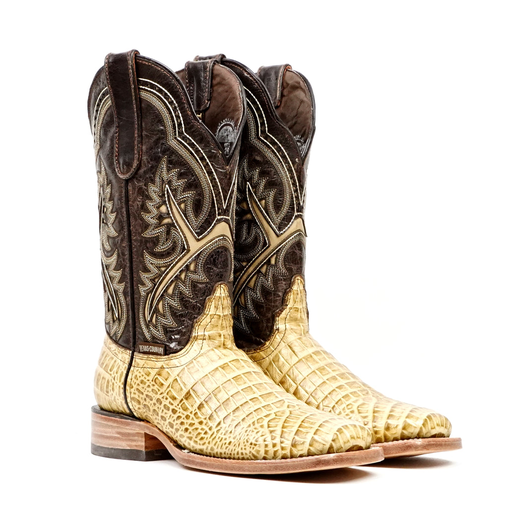 Botas Caimán Vientre Orix - Piel Repujada - Punta Cuadrada (E423)