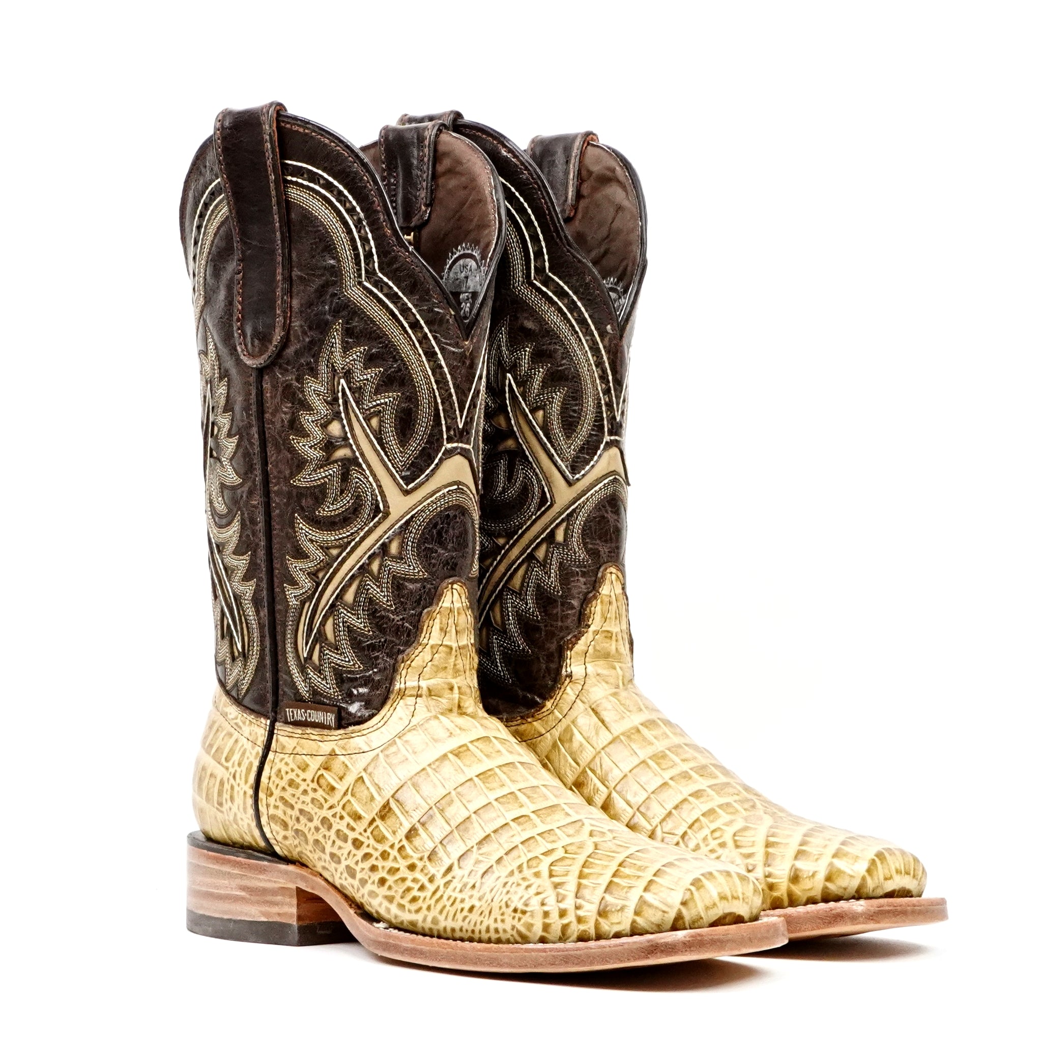 Botas Caimán Vientre Orix - Piel Repujada - Punta Cuadrada (E423)