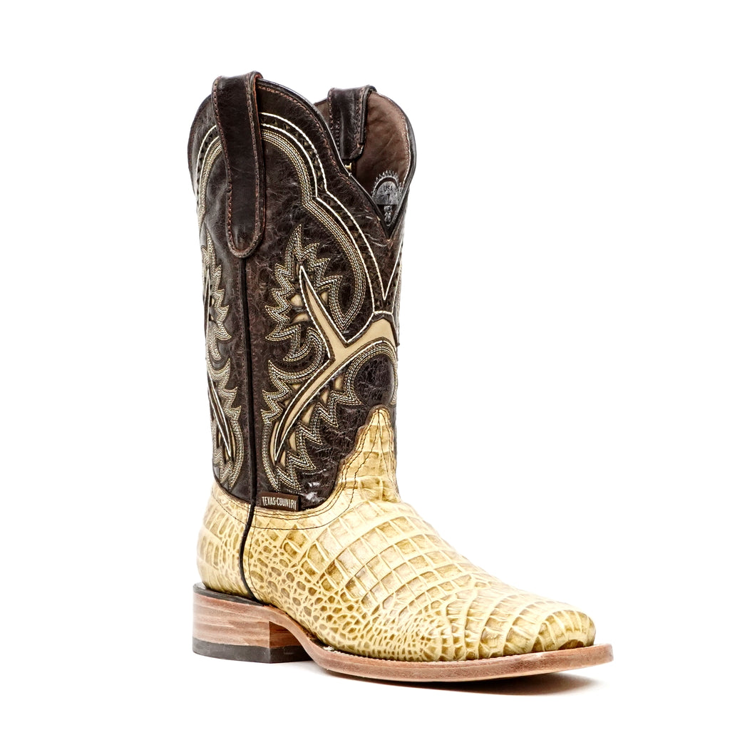 Botas Caimán Vientre Orix - Piel Repujada - Punta Cuadrada (E423)