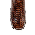 Botas Python Chocolate - Piel Repujada - Punta Cuadrada (E425)