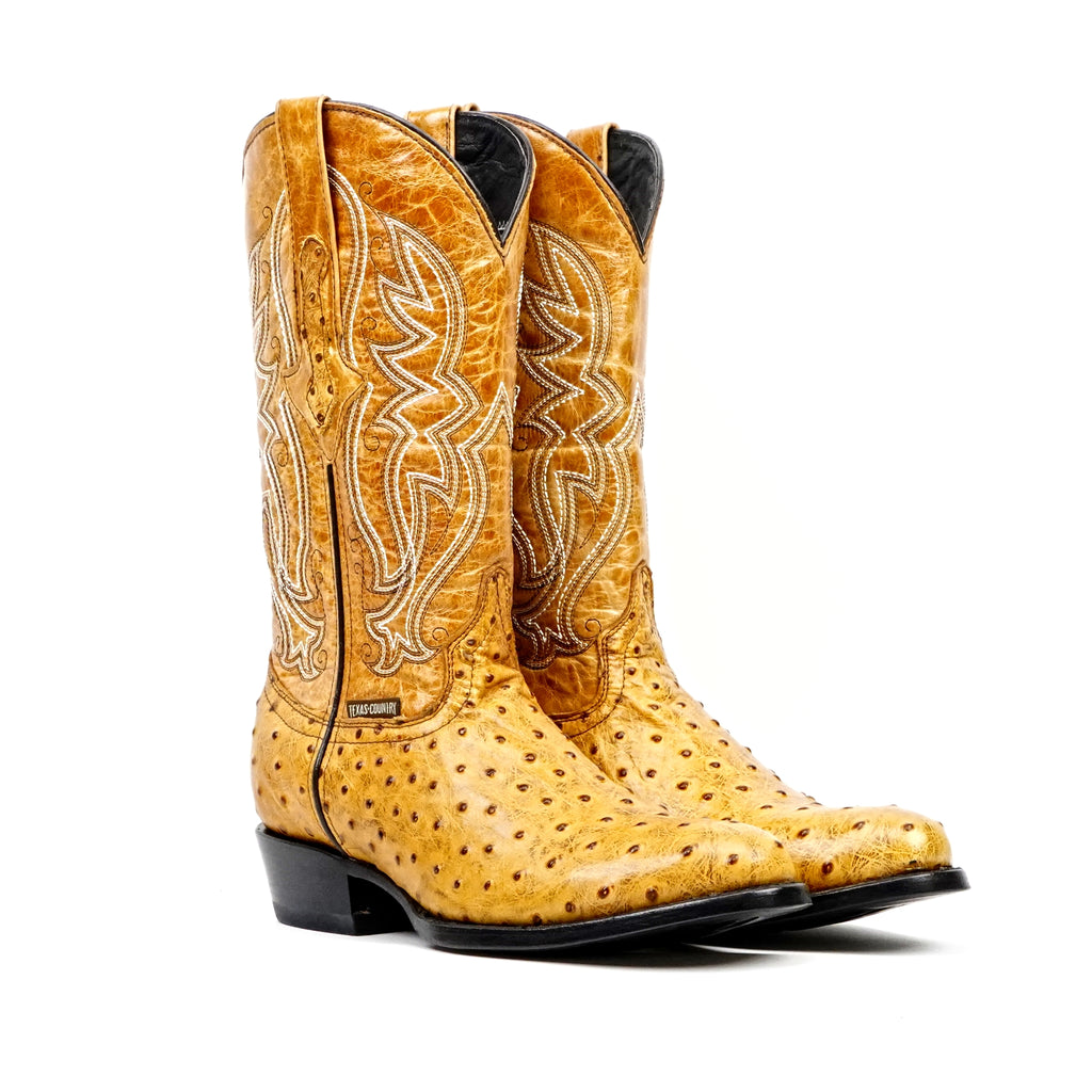 Botas Ostrich Buttercup - Piel Gofrada - Puntera Redonda (E436)