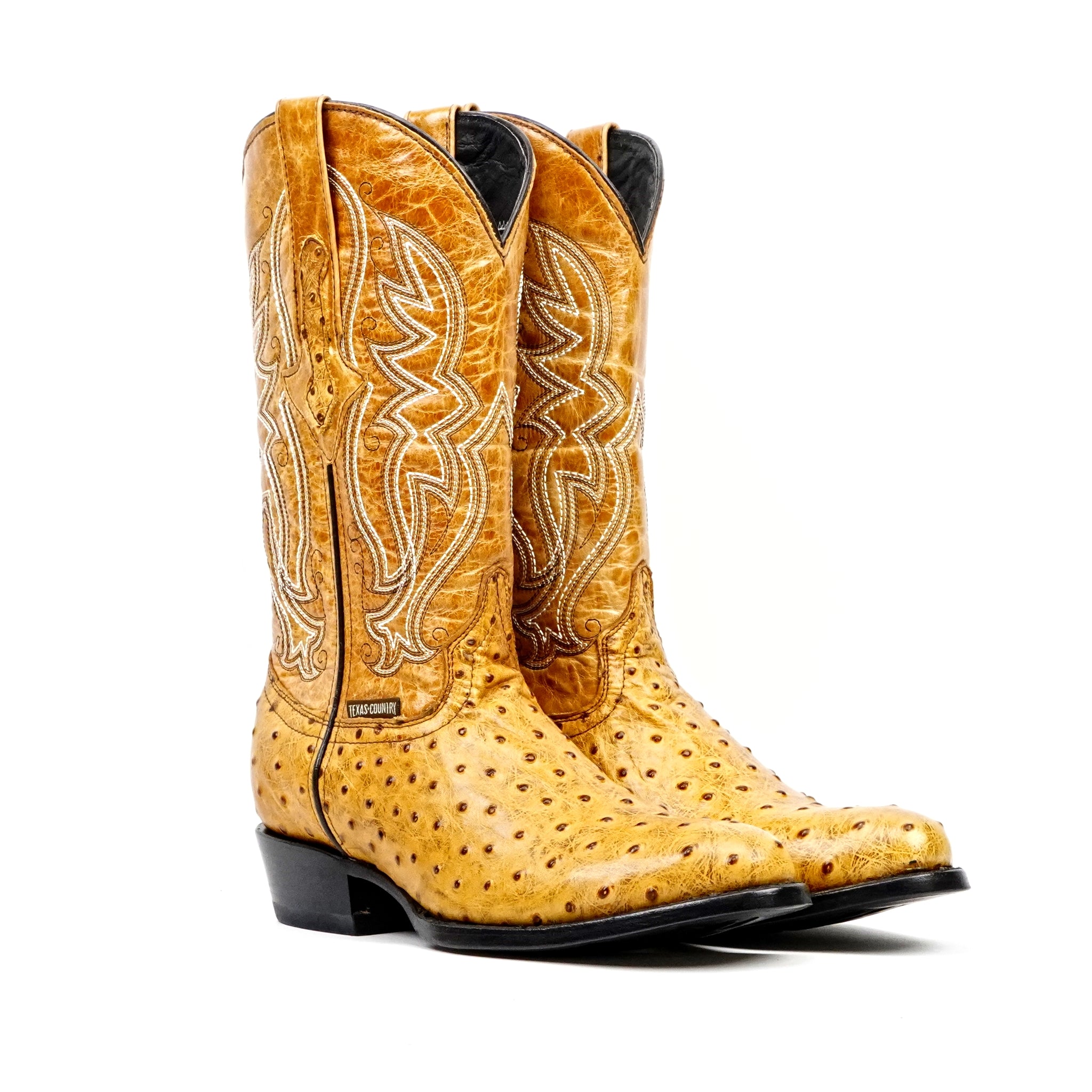 Botas Ostrich Buttercup - Piel Gofrada - Puntera Redonda (E436)