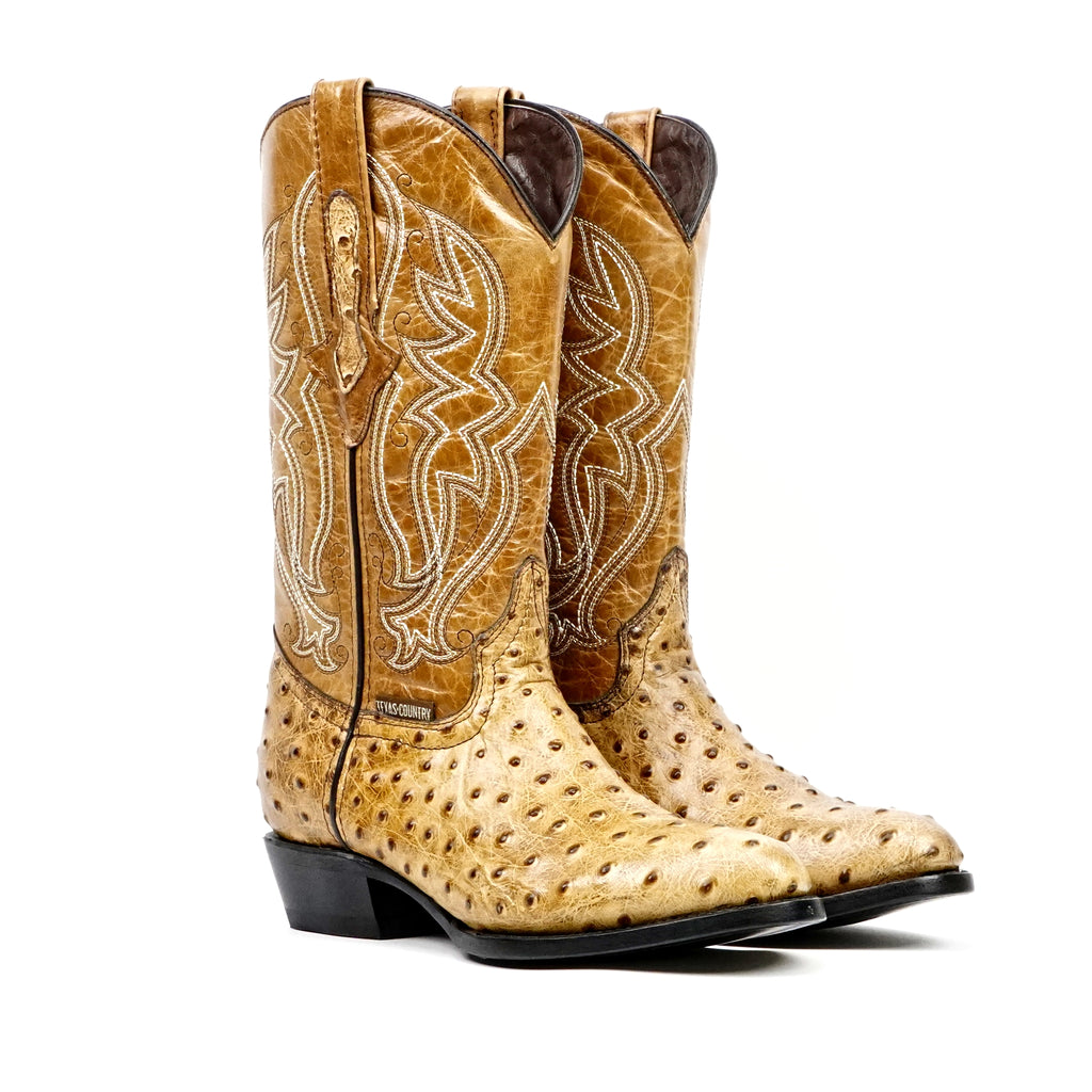 Botas Ostrich Orix - Piel Repujada - Punta Redonda (E436)