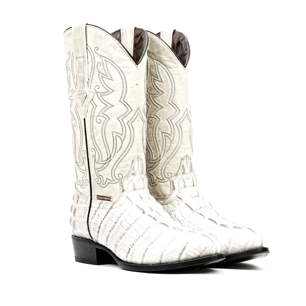 Botas de Piel de Cocodrilo (hueso de la cola) - Piel Grabada - Punta Redonda (E437)
