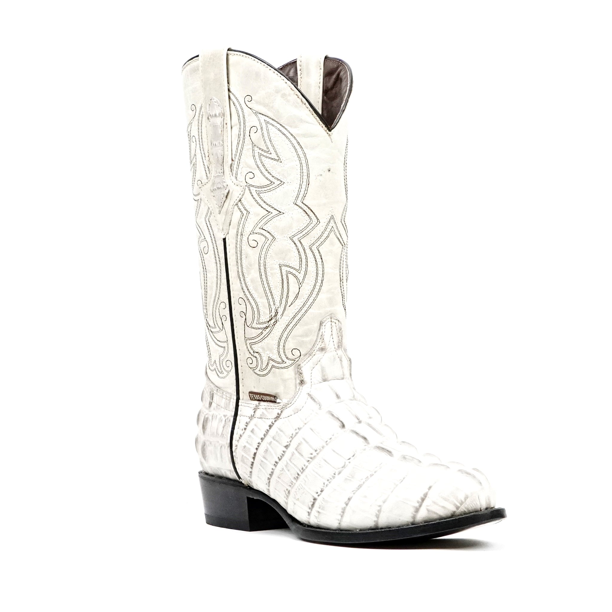 Botas de Piel de Cocodrilo (hueso de la cola) - Piel Grabada - Punta Redonda (E437)