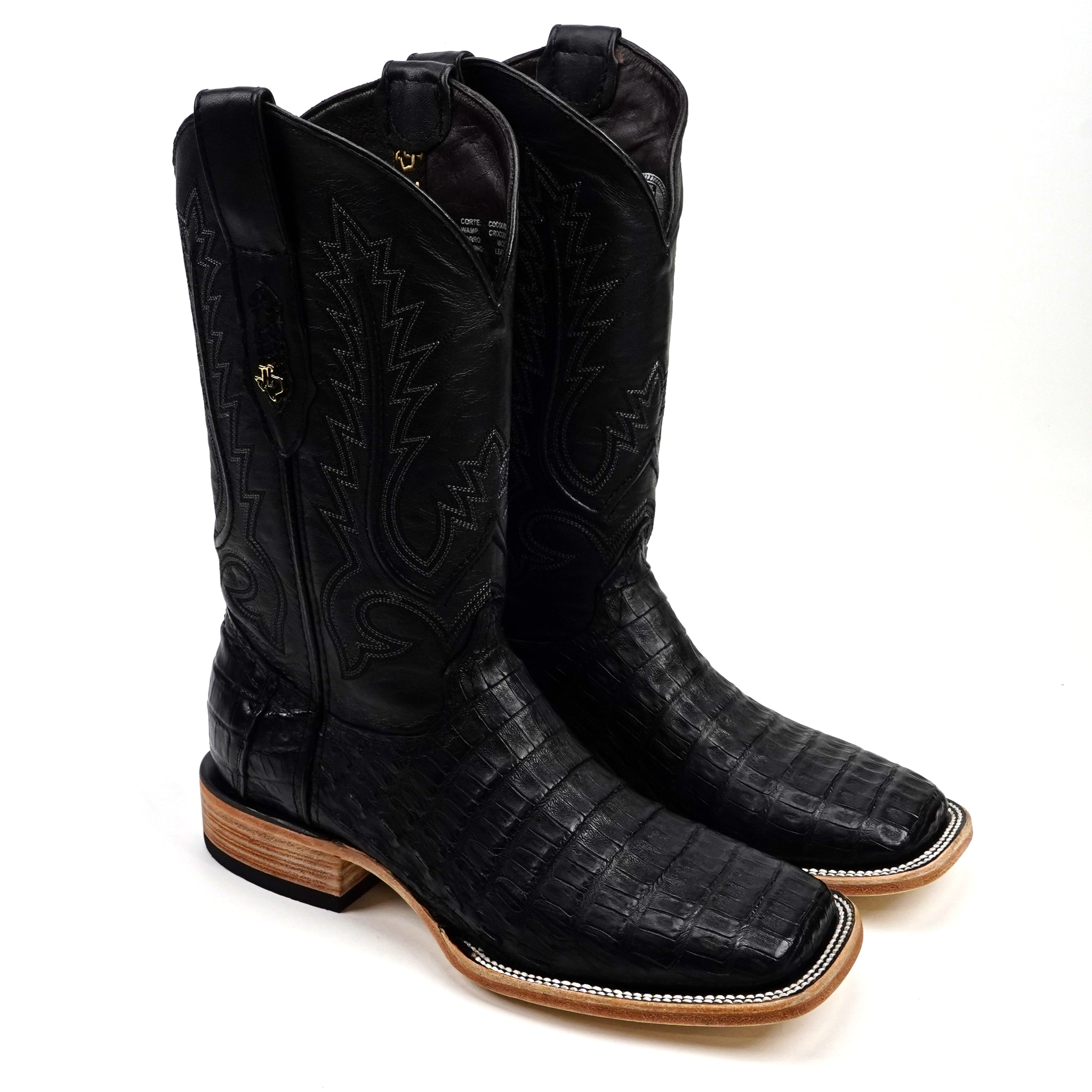Rhodes Caiman Belly Boots - Navy Blue - Square Toe (LM10)