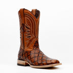 Pirarucu Cognac Boots - Embossed Leather - Square Toe (E687)