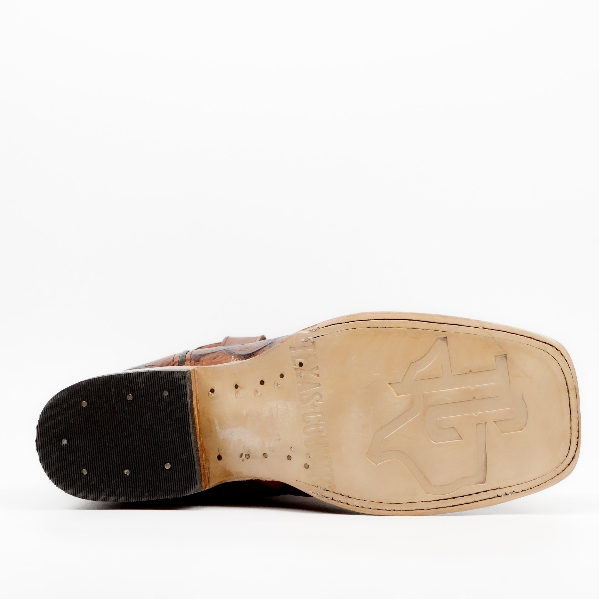 Pirarucu Cognac Boots - Embossed Leather - Square Toe (E687)