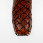 Pirarucu Cognac Boots - Embossed Leather - Square Toe (E687)