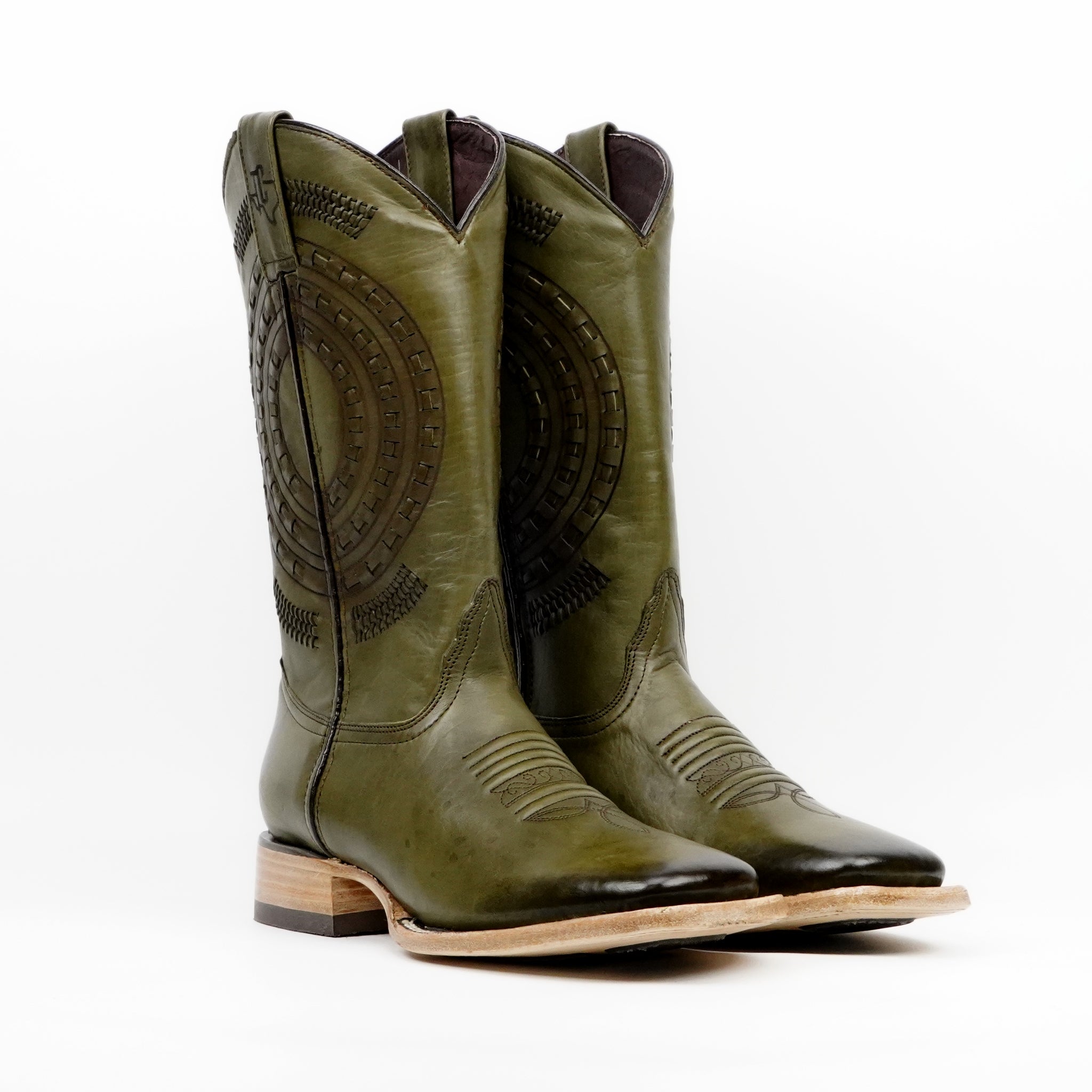Botas Cowboy Cleyton Olive - Punta Cuadrada (E944)