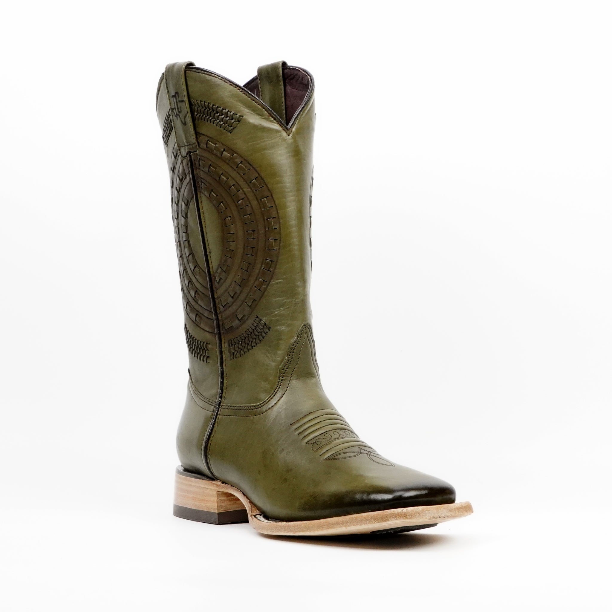 Botas Cowboy Cleyton Olive - Punta Cuadrada (E944)