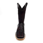 Rhodes Nile Crocodile Tail Boots - Black Cherry - Square Toe (LM10)