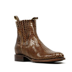 Tamarind Snake Ankle Boots - Embossed Leather - Roper Toe (E946)