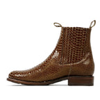 Tamarind Snake Ankle Boots - Embossed Leather - Roper Toe (E946)