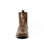 Tamarind Snake Ankle Boots - Embossed Leather - Roper Toe (E946)