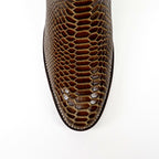 Tamarind Snake Ankle Boots - Embossed Leather - Roper Toe (E946)