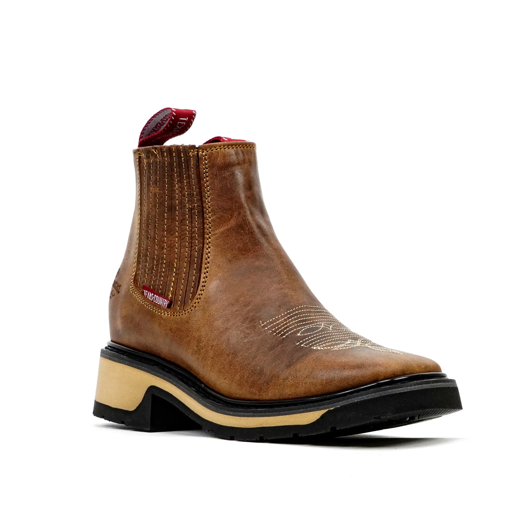 Rustic Honey Double Density Sole Ankle Boots - Square Toe (E1200)