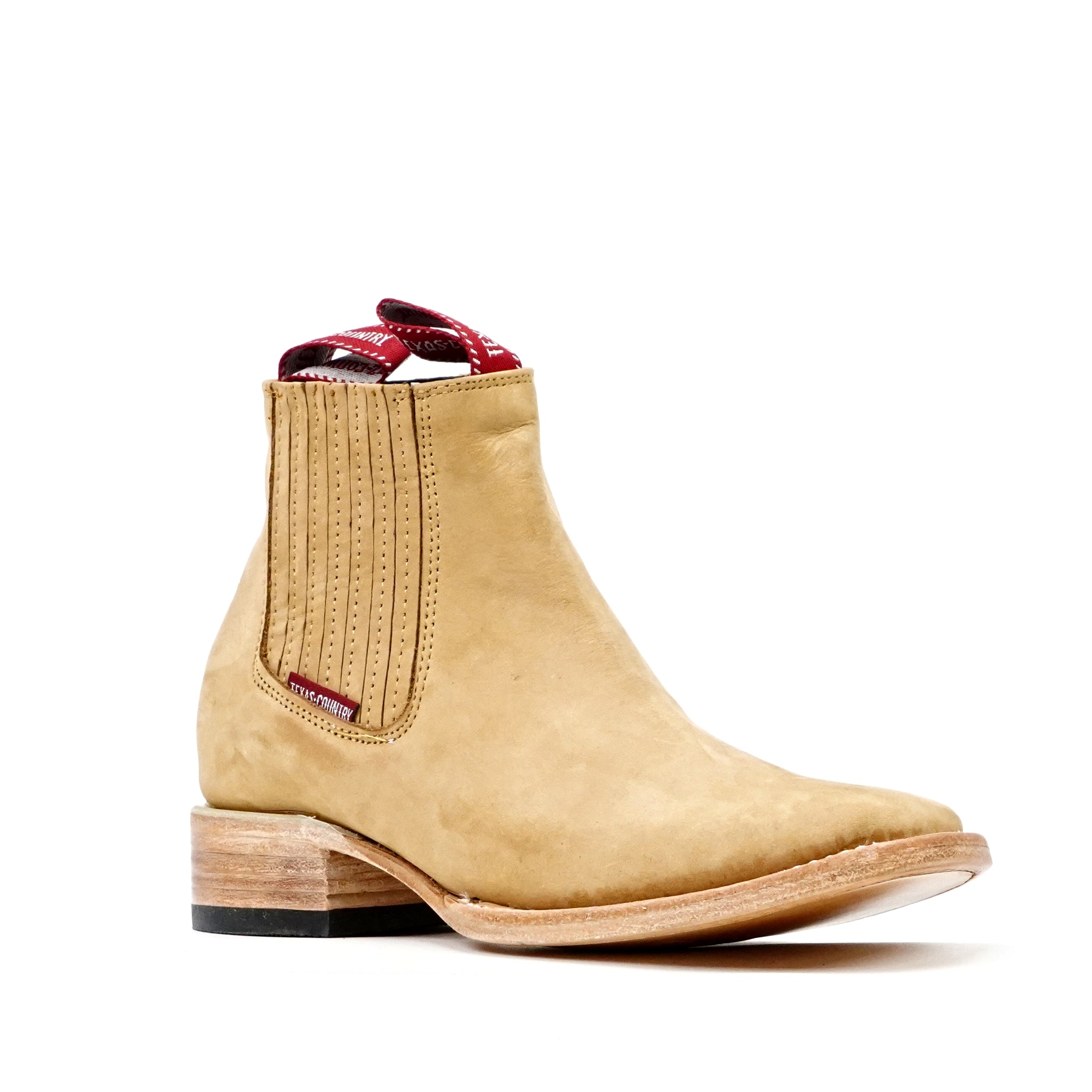 Nubuck Tan Ankle Boots - Square Toe (E1200)