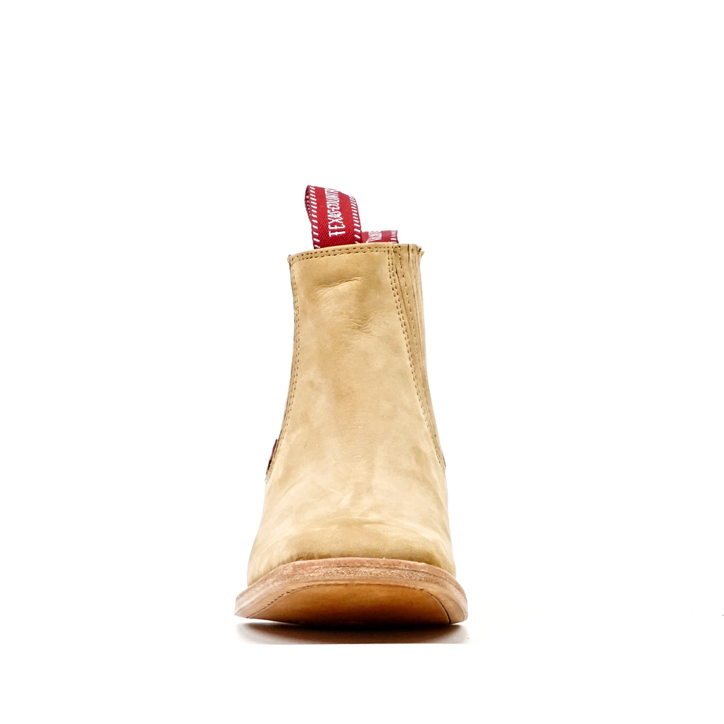 Nubuck Tan Ankle Boots - Square Toe (E1200)