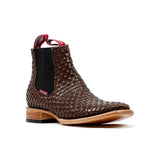 Espresso Basket Weave Ankle Boots - Square Toe (E1200)